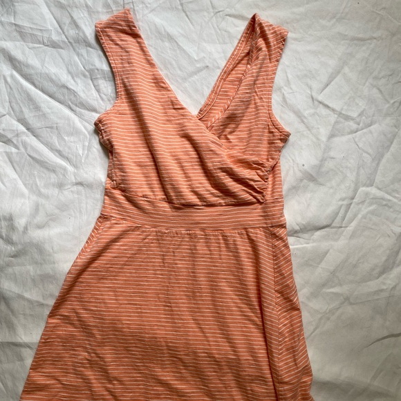 Patagonia Sleeveless Orange and White Striped Wrap Top Midi Dress Size Medium - Picture 1 of 6
